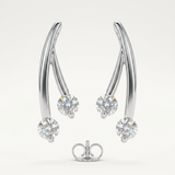 Avera - Branched Cubic Zirconia Earrings - One Size - Silver - View 2