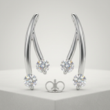 Avera - Branched Cubic Zirconia Earrings - One Size - Silver - View 3