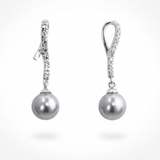 Pearl Cubic Zirconia Dangle Earrings — One Size / Silver — view 3