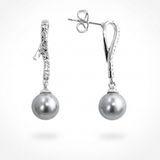 Avera - Pearl Cubic Zirconia Dangle Earrings - One Size - Silver - View 2