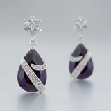 Avera - Avera Royal Wrapped Amethyst Earrings in Sterling Silver - One Size - Purple - View 4