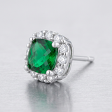 Avera - Liz 2ct Emerald CZ Classic Cushion Stud Earrings - One Size - Green - View 2