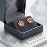 Avera - Avera Floral Cut Cubic Zirconia Stud Earrings - One Size - Orange - View 3
