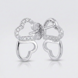 Avera - Avera Melded Hearts and Cubic Zirconia Stud Earrings - One Size - Silver - View 4