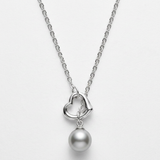 Avera - Avera Heart Pearl Drop Necklace in Sterling Silver - One Size - Silver - View 2