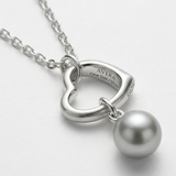 Avera - Avera Heart Pearl Drop Necklace in Sterling Silver - One Size - Silver - View 4