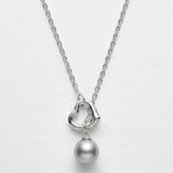 Avera - Avera Heart Pearl Drop Necklace in Sterling Silver - One Size - Silver - View 3