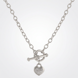 Avera - Avera Toggle Pave Heart Necklace in Polished Silver - One Size - Silver - View 2