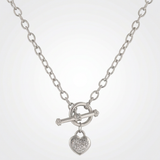 Avera - Avera Toggle Pave Heart Necklace in Polished Silver - One Size - Silver - View 3