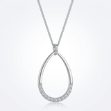 Avera - Avera Jewelry Crystal Teardrop Necklace Elegant Silver Pendant - One Size - Silver - View 2