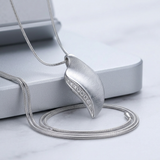 Avera - Avera Crystal Leaf Necklace in Polished Silver - One Size - Silver - View 3