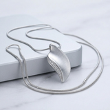 Avera - Avera Crystal Leaf Necklace in Polished Silver - One Size - Silver - View 4