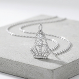 Avera - Jewelry Tabitha 0.5 ct Crown Pendant Necklace - One Size - Silver - View 3