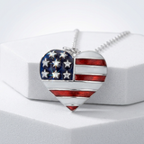 Avera - Avera Stars and Stripes Necklace with Cubic Zirconia Pendant - One Size - Red - View 3