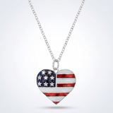 Avera - Avera Stars and Stripes Necklace with Cubic Zirconia Pendant - One Size - Red - View 4
