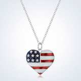 Avera - Avera Stars and Stripes Necklace with Cubic Zirconia Pendant - One Size - Red - View 2
