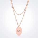 Avera - Jewelry Double Chain Faith Necklace In Rose Gold - One Size - Pink - View 2