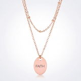 Avera - Jewelry Double Chain Faith Necklace In Rose Gold - One Size - Pink - View 4