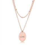 Avera - Avera Double Chain Love Necklace In Rose Gold - One Size - Pink - View 2