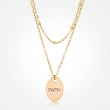 Avera - Avera Double Chain Faith Necklace In Polished Gold - One Size - Gold - View 2