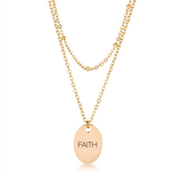 Avera - Avera Double Chain Faith Necklace In Polished Gold - One Size - Gold - View 3