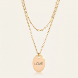 Avera - Avera Double Chain Love Necklace In Polished Gold Finish - One Size - Gold - View 4