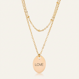 Avera - Avera Double Chain Love Necklace In Polished Gold Finish - One Size - Gold - View 2