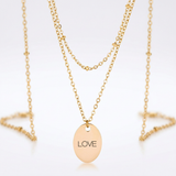 Avera - Avera Double Chain Love Necklace In Polished Gold Finish - One Size - Gold - View 3