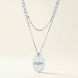 Avera Double Chain Faith Necklace In Sterling Silver — One Size / Silver — view 1
