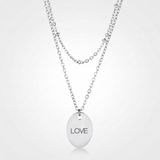 Avera Double Chain Love Necklace In Polished Silver — One Size / Silver — view 1