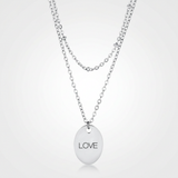 Avera - Avera Double Chain Love Necklace In Polished Silver - One Size - Silver - View 2