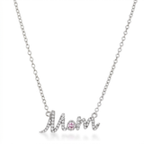 Avera - Avera Sparkling Mom Script Pendant Necklace in Silver - One Size - Silver - View 2