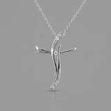 Avera - Avera Silver Wave Cross Pendant Necklace Accessory - One Size - Silver - View 2
