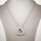 Avera - Avera Cubic Zirconia Heart Silhouette Pendant in Sterling Silver - One Size - Silver - View 2