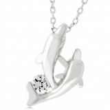 Avera - Avera Sterling Silver Dual Dolphin Pendant Necklace - One Size - Silver - View 2