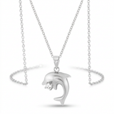 Avera - Avera Matte Dolphin Pendant Sterling Silver Necklace - One Size - Silver - View 2