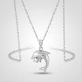 Avera Matte Dolphin Pendant Sterling Silver Necklace — One Size / Silver — view 1