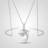 Avera Matte Dolphin Pendant Sterling Silver Necklace — One Size / Silver — view 2