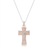 Avera - Avera Elegant Cross Pendant In Pink Finish - One Size - Pink - View 2