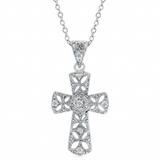Avera - Avera Veiled Cross Pendant in Polished Sterling Silver - One Size - Silver - View 2