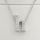 Avera - Avera Micro-Pave Initial H Pendant In Sterling Silver - One Size - Silver - View 3