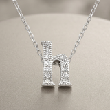 Avera - Avera Micro-Pave Initial H Pendant In Sterling Silver - One Size - Silver - View 2
