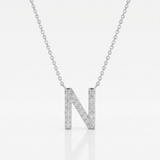 Avera - Avera Micro-Pave Initial N Pendant Necklace in Sterling Silver - One Size - Silver - View 2
