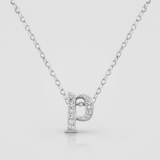 Avera - Avera Micro-Pave Initial P Pendant in Sterling Silver - One Size - Silver - View 2