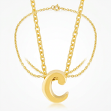 Avera - Avera Initial C Pendant Necklace in Polished Gold Finish - One Size - Gold - View 2
