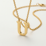 Avera Elaina Stainless Steel U Initial Necklace Gold Pendant — One Size / Gold — view 1