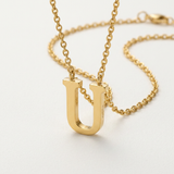 Avera - Avera Elaina Stainless Steel U Initial Necklace Gold Pendant - One Size - Gold - View 2