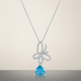 Avera - Avera Claudia 2.3ct Cubic Zirconia Butterfly Drop Necklace - One Size - Turquoise/Aqua - View 2