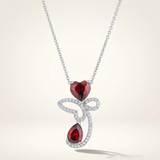 Avera - Avera Clarise 3.2ct Garnet CZ Abstract Heart Drop Necklace - One Size - Red - View 2