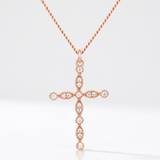 Avera Delicate Vintage Plated CZ Cross Pendant Necklace — One Size / Pink — view 1